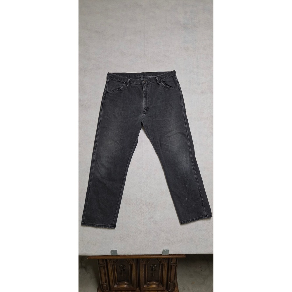 Wrangler Mens Jeans 40x30 Black Faded Straight Leg Denim 87619CB